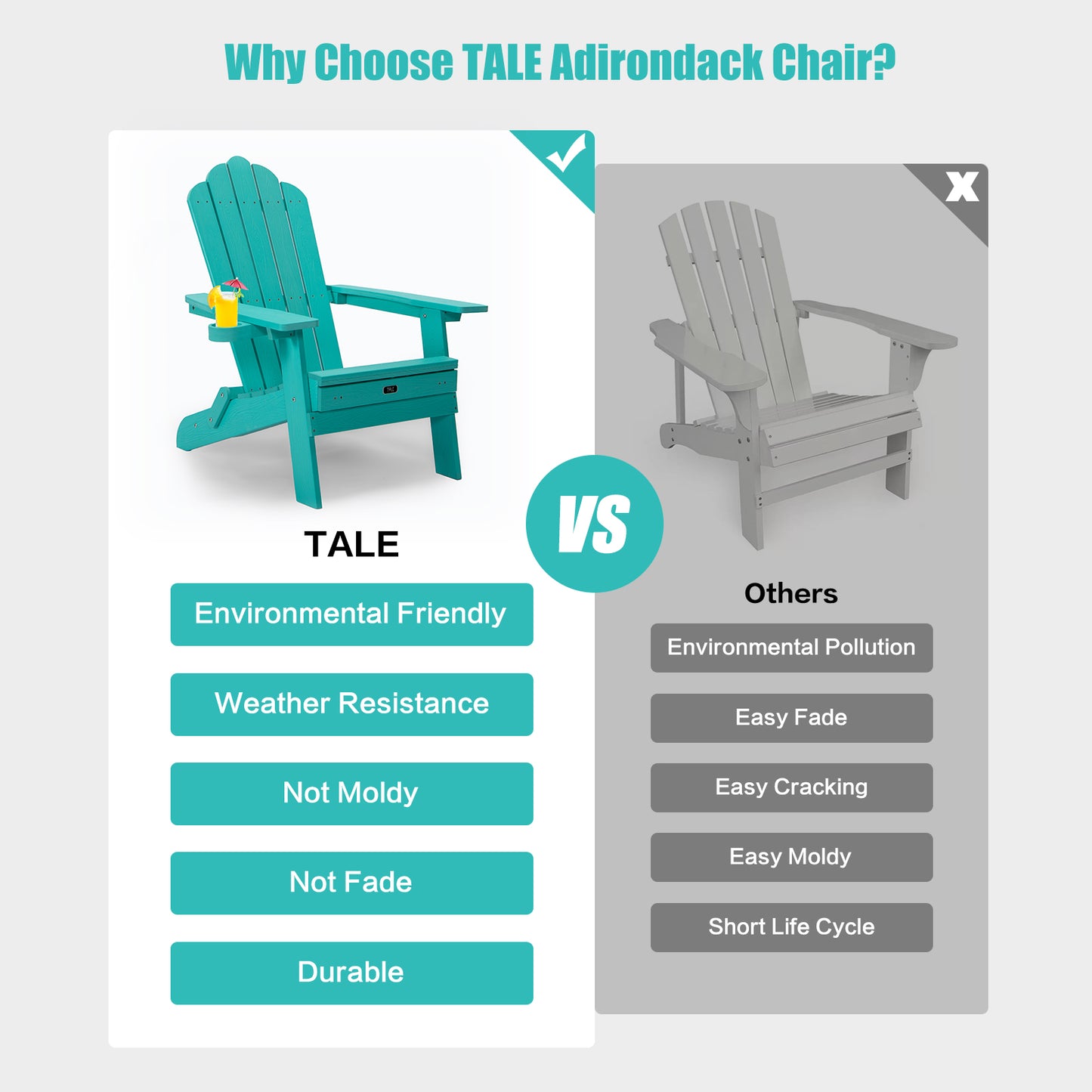 Folding Adirondack Chair w/ Pullout Ottoman & Cup Holder,