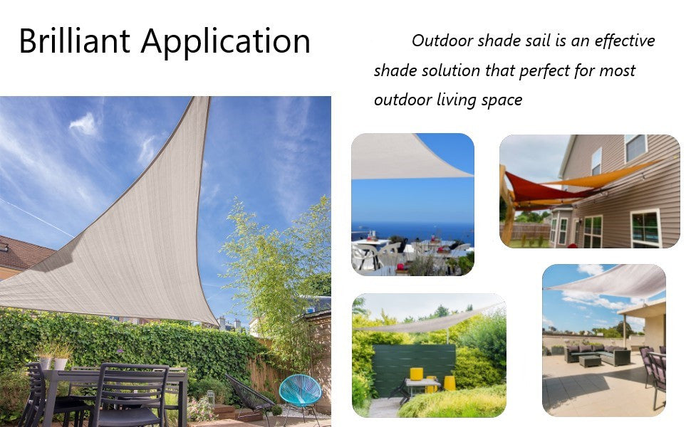 16'x16'x22.64' Sun Shade Sail Triangle UV Block Canopy -Neutral