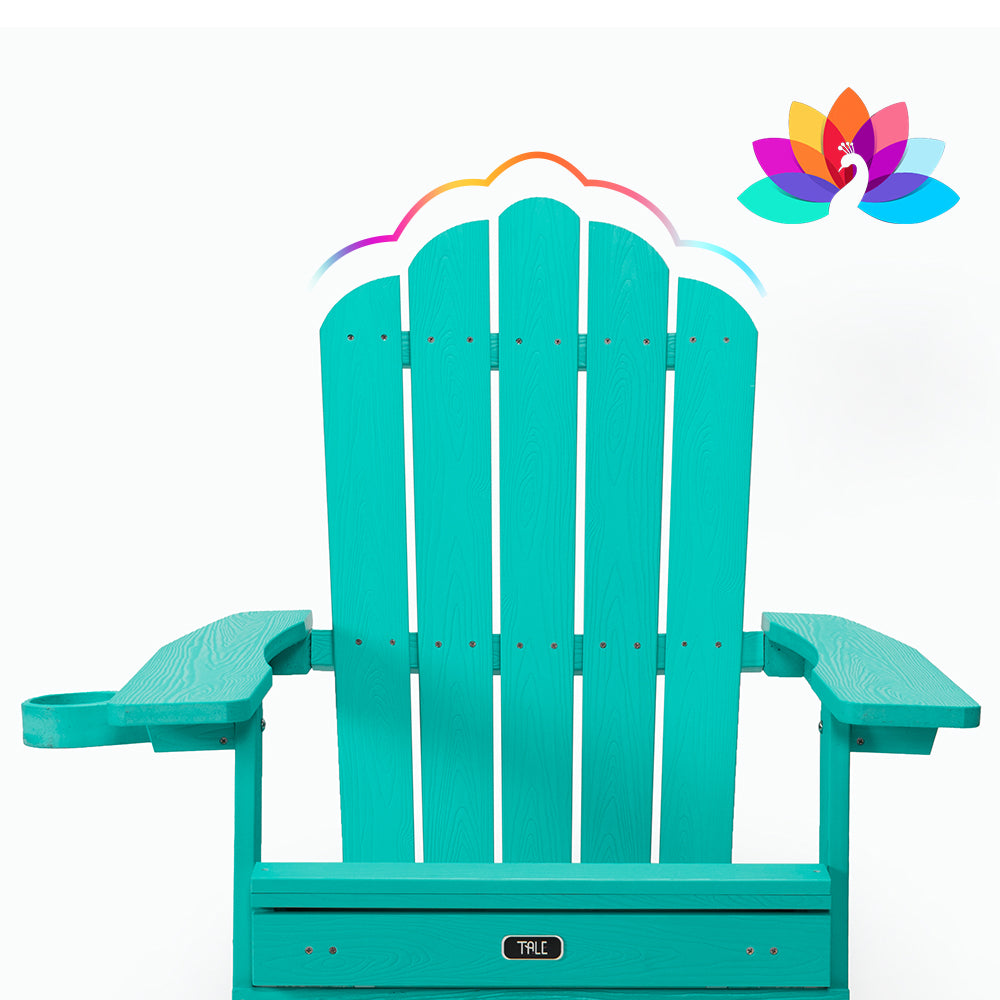 Folding Adirondack Chair w/ Pullout Ottoman & Cup Holder,