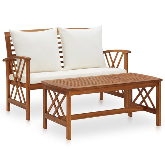 2 Piece Solid Acacia Wood Garden Lounge Set