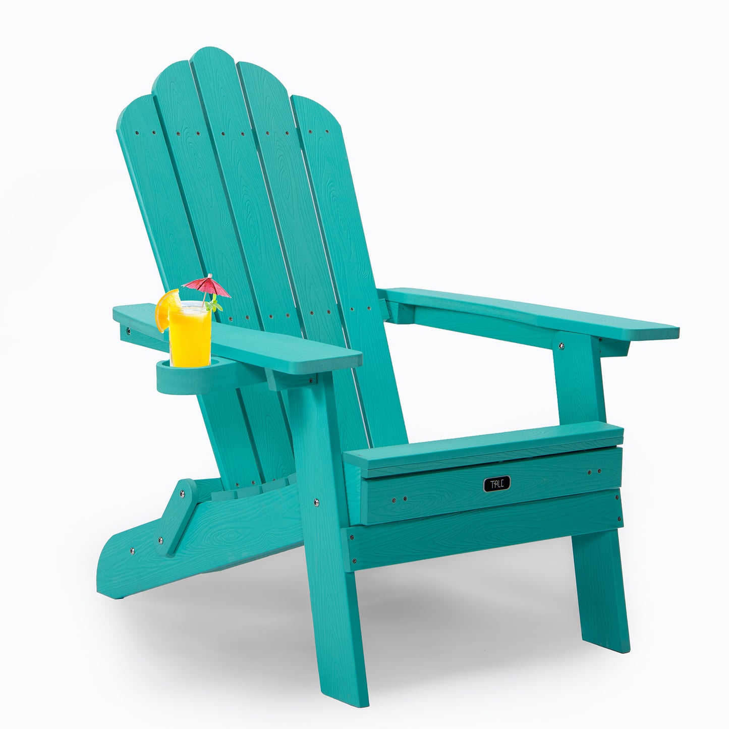 Folding Adirondack Chair w/ Pullout Ottoman & Cup Holder,