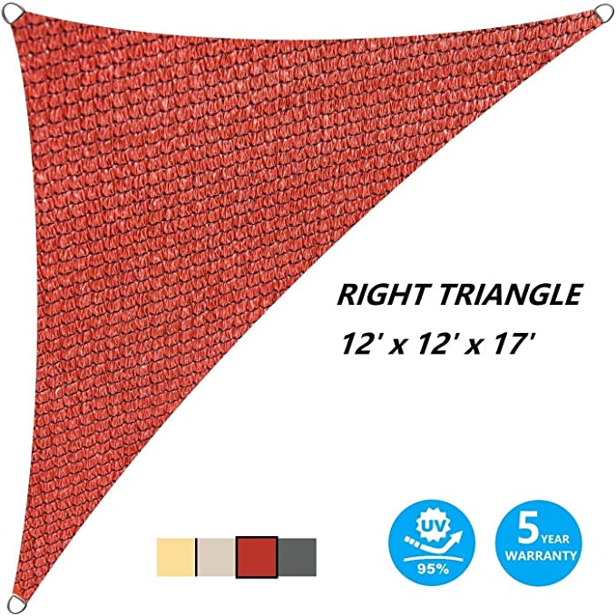 12'x12'x12' Sun Shade Sail Triangle UV Block Canopy-Red