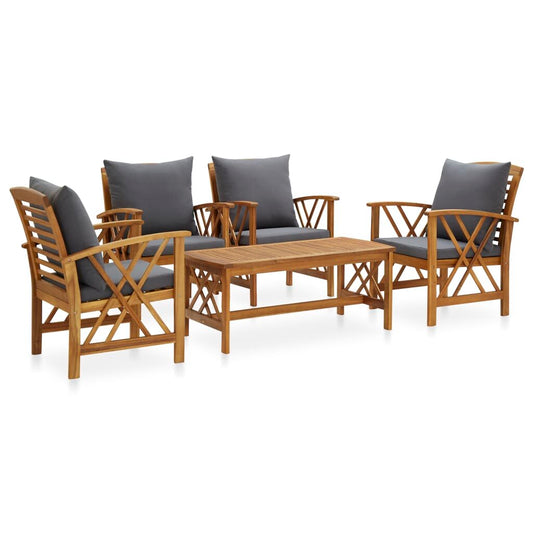 5 Piece Solid Acacia Wood Garden Lounge Set