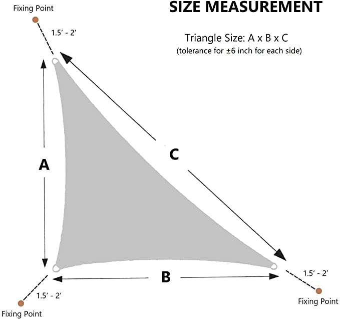 16'x16'x22.64' Sun Shade Sail Triangle UV Block Canopy -Neutral