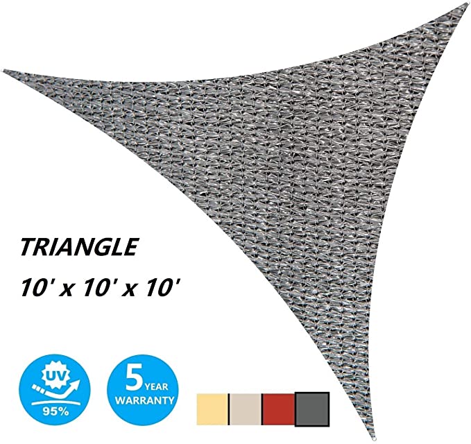 10'x10'x10 Sun Shade Sail Triangle UV Block Canopy-Gray