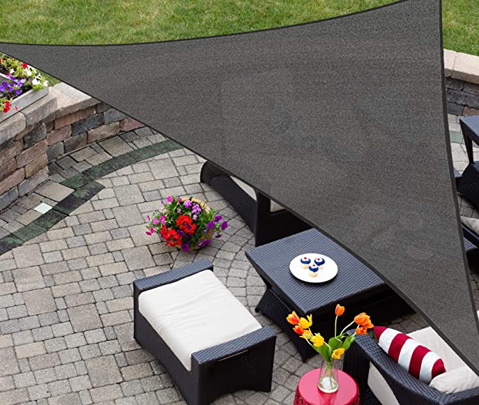 10'x10'x10 Sun Shade Sail Triangle UV Block Canopy-Gray